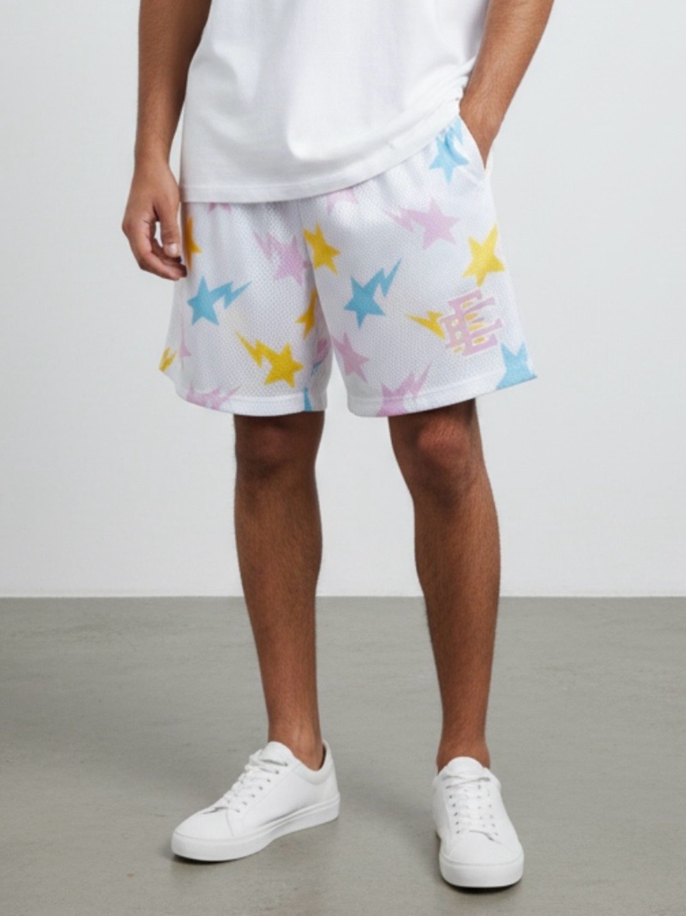 NWOT!!! ERIC EMANUEL X BAPE EE basic shorts, White Star Pattern Athletic Shorts